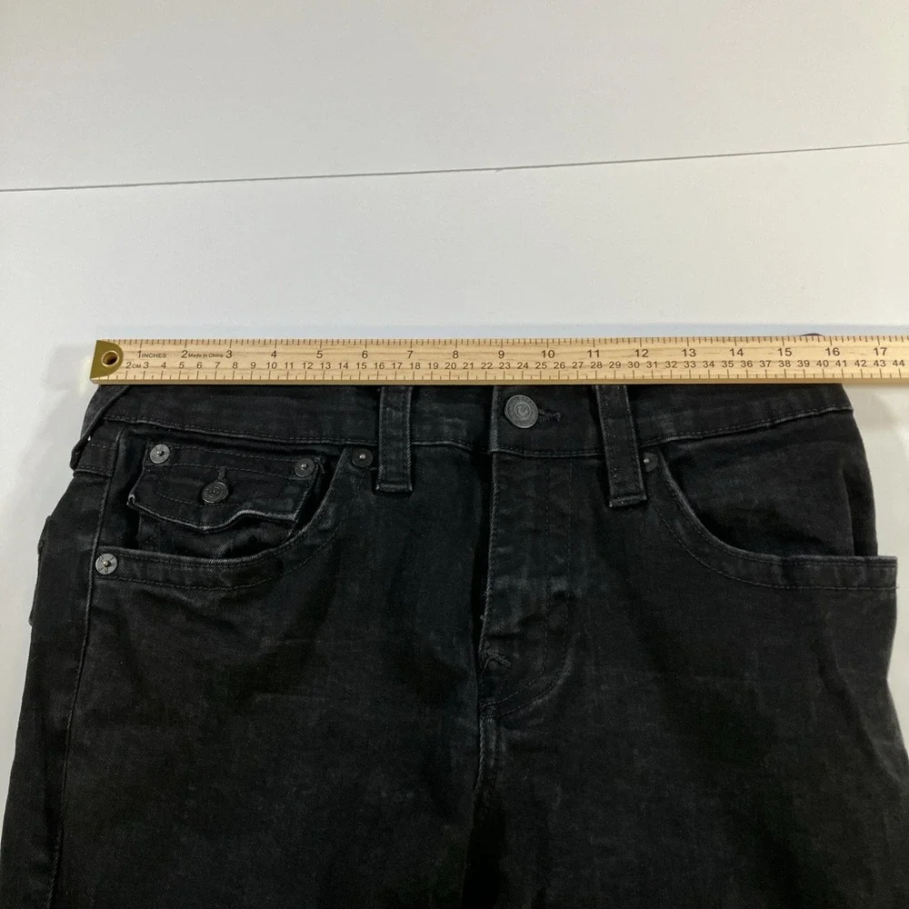 True Religion Rocco Jeans Mens 32 Black Relaxed Skinny Flap Pocket Stretch 32x34